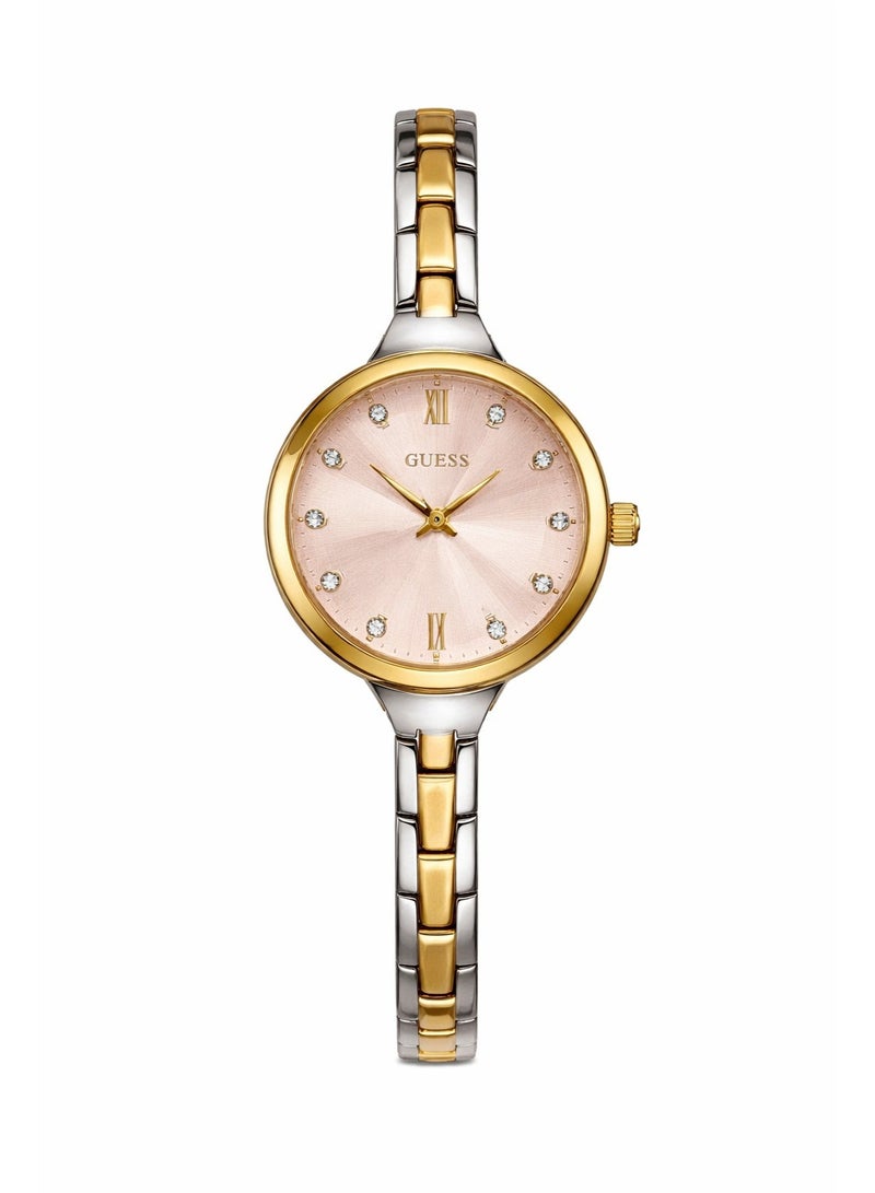 Guess Women’s Analog Quartz Watch – Two-Tone Stainless Steel with Pink Dial