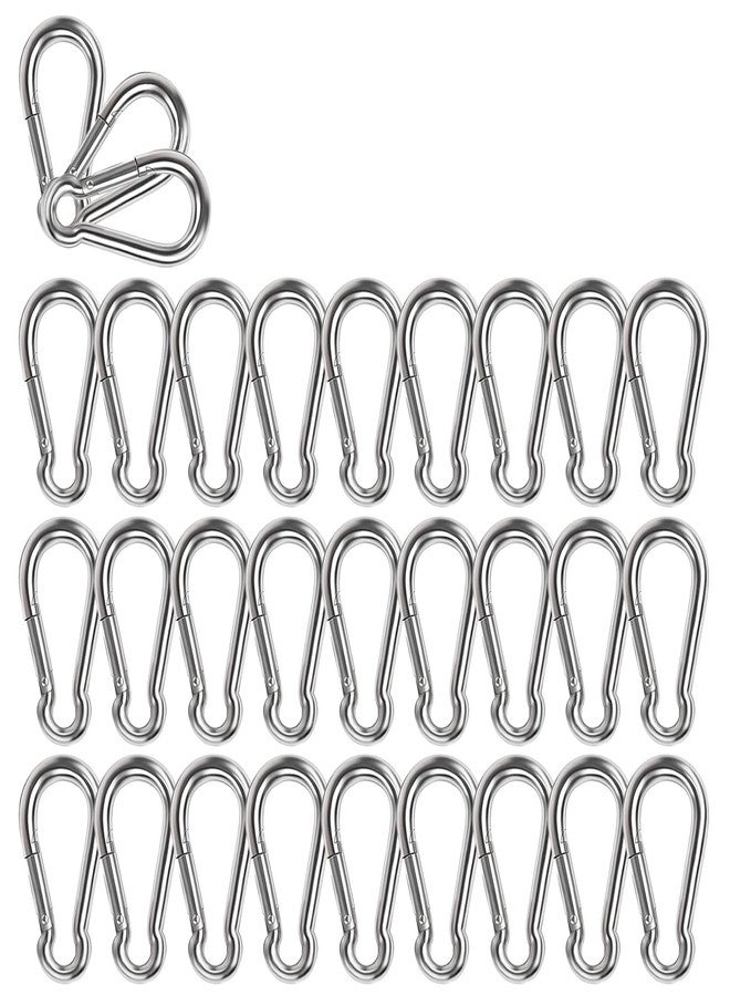Lsqurel Spring Snap Hook, Lsqurel 304 Stainless Steel Carabiner Steel Clips Keychain Heavy Duty Quick Link for Camping Hiking Traveling (M8 30pcs) - Image 1