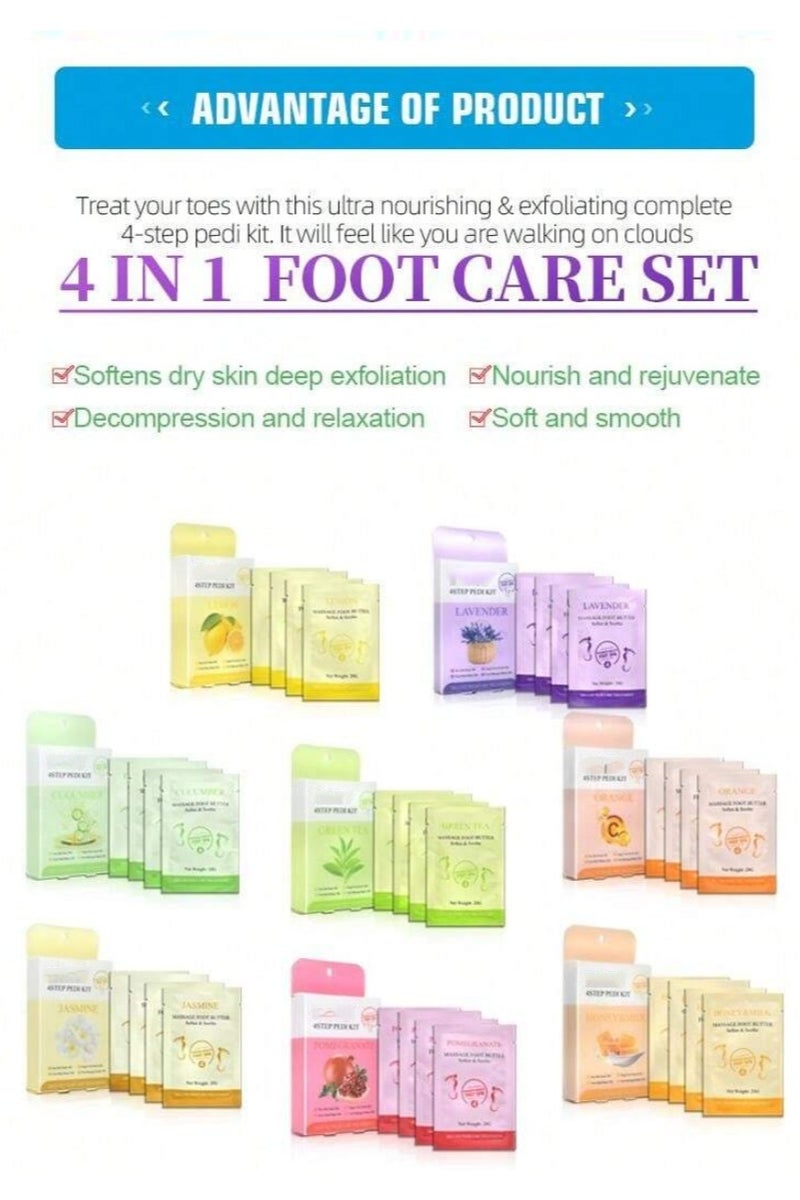 Loquat Complete 4-Step Foot Bath Box for Foot Care, Foot Massage and Dead Skin Removal Set of 4 Epsom Salt Feet Packs with Jasmine Scent, Foot Cream, Foot Scrub, Sugar Foot Wash - Image 5