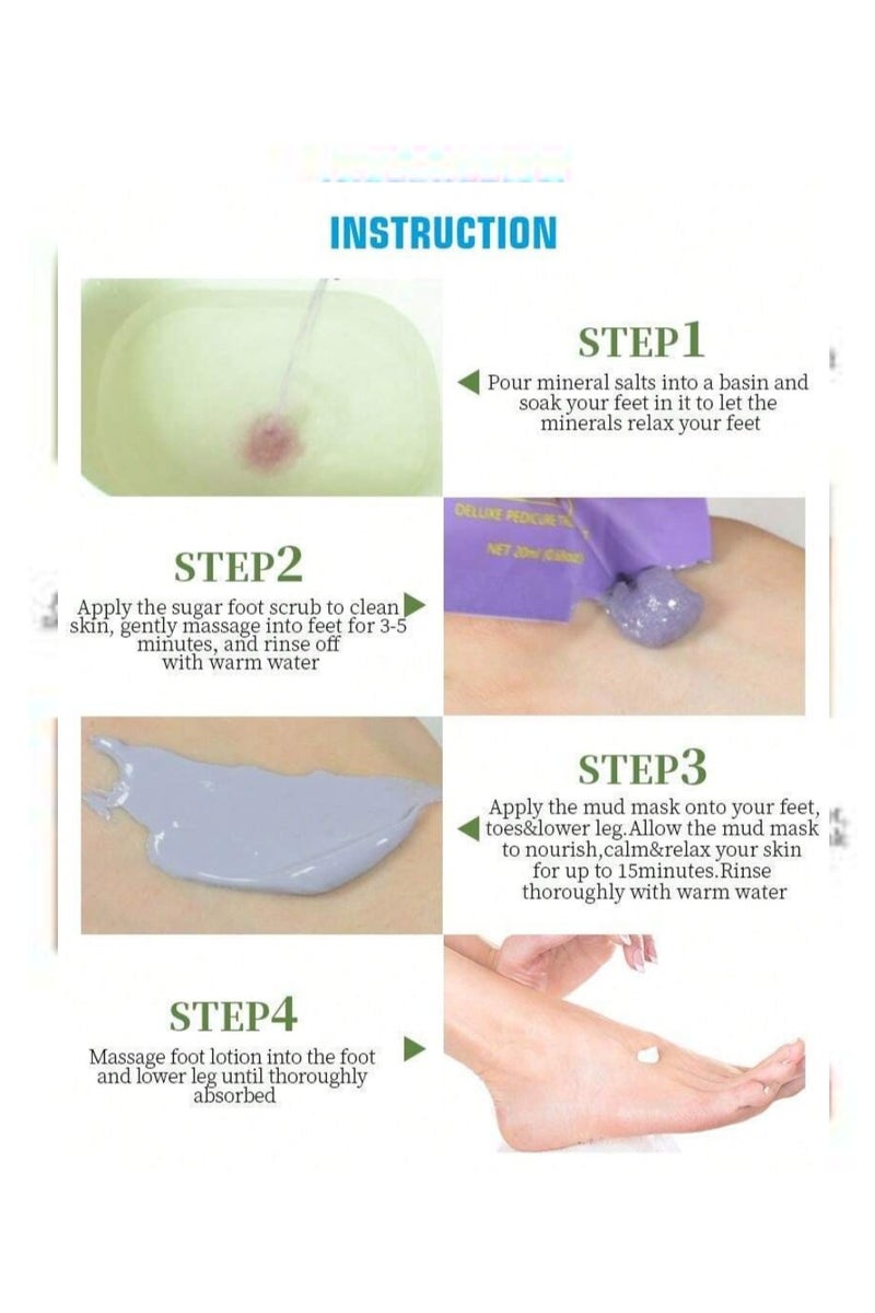 Loquat Complete 4-Step Foot Bath Box for Foot Care, Foot Massage and Dead Skin Removal Set of 4 Epsom Salt Feet Packs with Jasmine Scent, Foot Cream, Foot Scrub, Sugar Foot Wash - Image 2