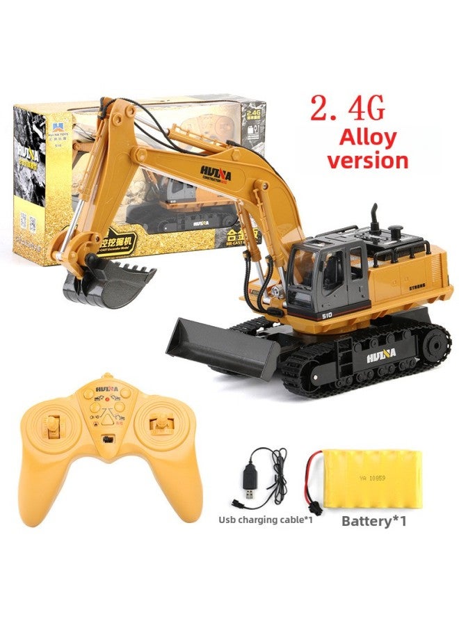 Huina 510 Engineering Vehicle Alloy Version Remote Control 11 Channel Excavator Children's Excavator Toy Car Set Boy-Color:11-way Alloy Excavator (510) - Image 1
