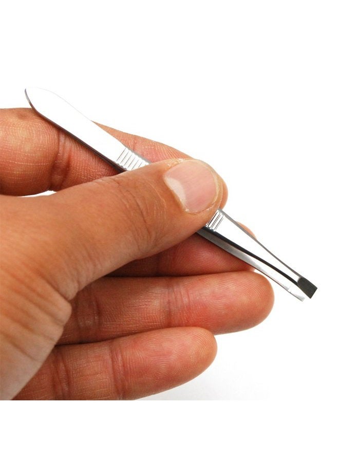 Luxxii (3 Pack) Flat Tweezers - Stainless Steel Flat Tweezers Hair Plucker for Hair and Eyebrows Personal Care (C_FLAT) - Image 5