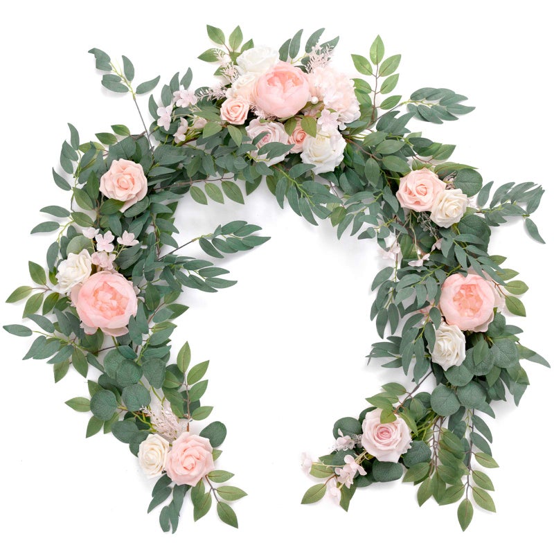Ling's moment Lings Moment Arch Flower Garland  6FT Eucalyptus  Rose  Sweetheart Table Decor for Wedding Reception Artificial Floral Garland for Mantle Thanksgiving Christmas Decoration Blush Pink  Cream 