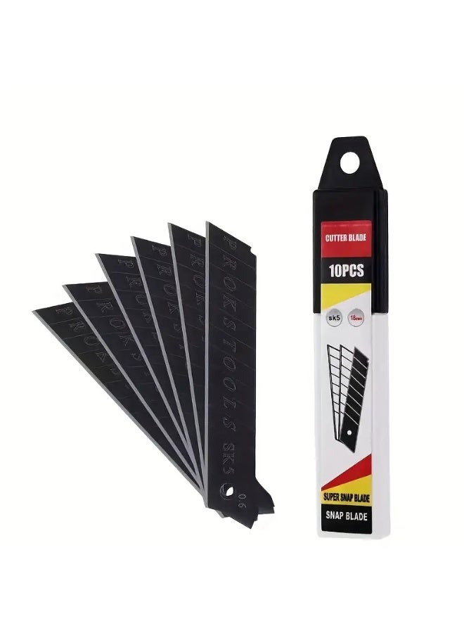 10-Piece 18mm Replacement Snap-Off Cutter Blades - High Carbon SK5 Steel - Heavy Duty Spare Blades for Utility Knives - Image 2