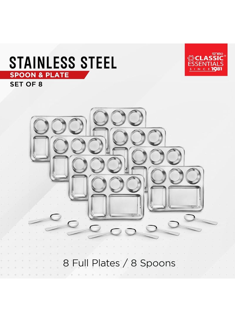 Classic Essentials CLASSIC ESSENTIALS Stainless Steel Compartment Plate Bhojan Thali, Lunch/Dinner Plate  - Image 4