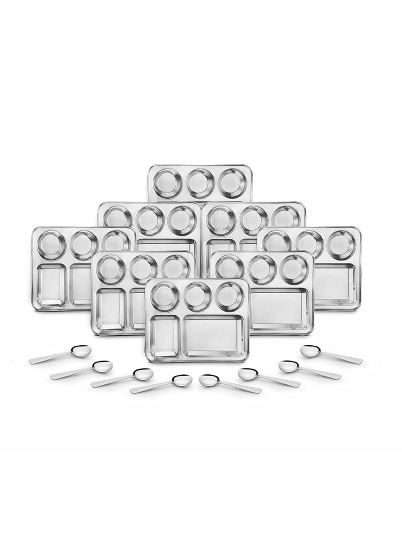 Classic Essentials CLASSIC ESSENTIALS Stainless Steel Compartment Plate Bhojan Thali, Lunch/Dinner Plate  - Image 1