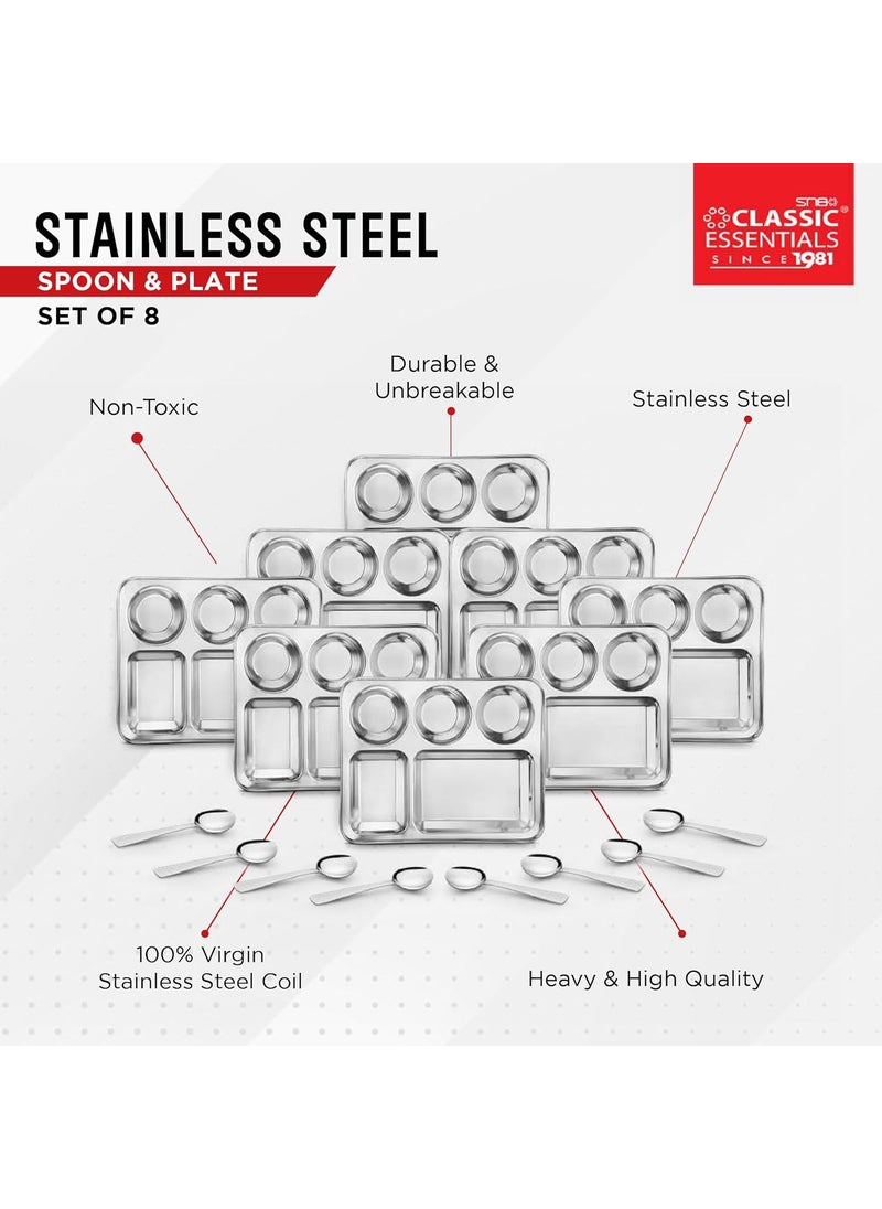 Classic Essentials CLASSIC ESSENTIALS Stainless Steel Compartment Plate Bhojan Thali, Lunch/Dinner Plate  - Image 2