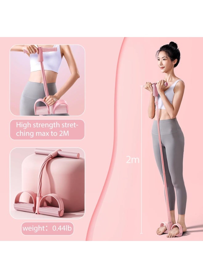ChenDa Multifunctional fitness belt with handle resistance band, 6-tube elastic foot pedal resistance band, natural rubber ankle puller sit-up exercise, abdominal, waist, arm, leg extension training - Image 4