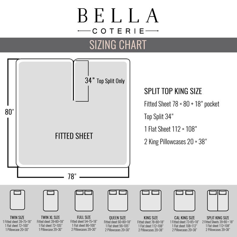 BC BELLA COTERIE Bella Coterie Luxury Bamboo Viscose 34â€ Split Top King Size Sheet Set | 1 Fitted Sheet for Sleep Number & Adjustable Beds | 100% Organically Grown | Cooling & Soft | 18â€ Deep Pocket [Lilac] - Image 2