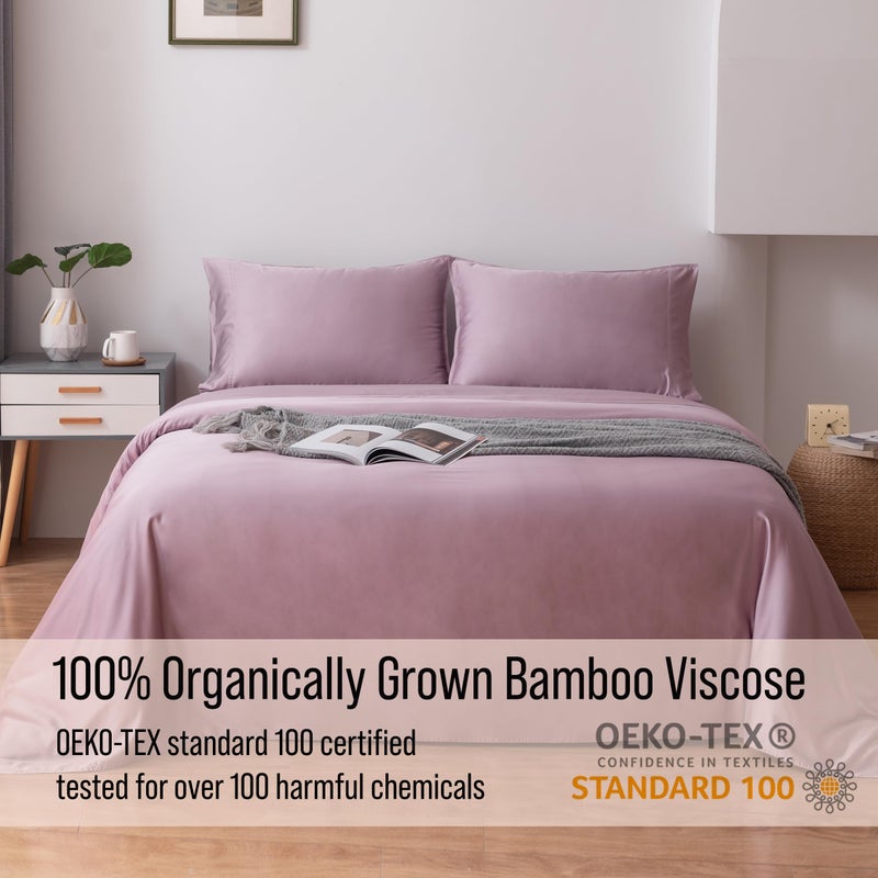 BC BELLA COTERIE Bella Coterie Luxury Bamboo Viscose 34â€ Split Top King Size Sheet Set | 1 Fitted Sheet for Sleep Number & Adjustable Beds | 100% Organically Grown | Cooling & Soft | 18â€ Deep Pocket [Lilac] - Image 5