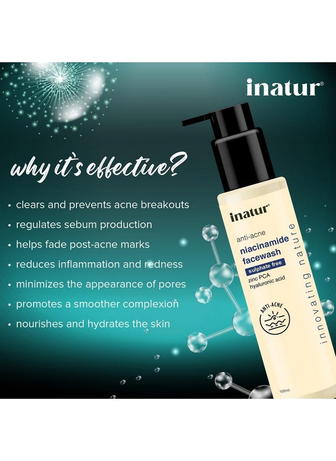 INATUR Niacinamide Face Wash With Zinc Pca| Anti-Acne| For Normal,Oily And Acne- Prone Skin| 100Ml  - Image 3