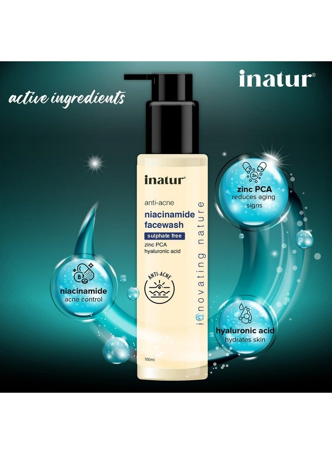 INATUR Niacinamide Face Wash With Zinc Pca| Anti-Acne| For Normal,Oily And Acne- Prone Skin| 100Ml  - Image 2