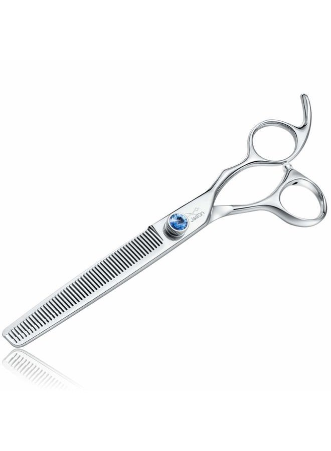 Jason 7" 50 Teeth Thinning Dog Grooming Blending Scissor, Ergonomic Pet Grooming Thinner Blender Shears Cat Trimming Texturizing Kit with Offset Handle and a Jewelled Screw 30% Thinning Rate Christmas - Image 1