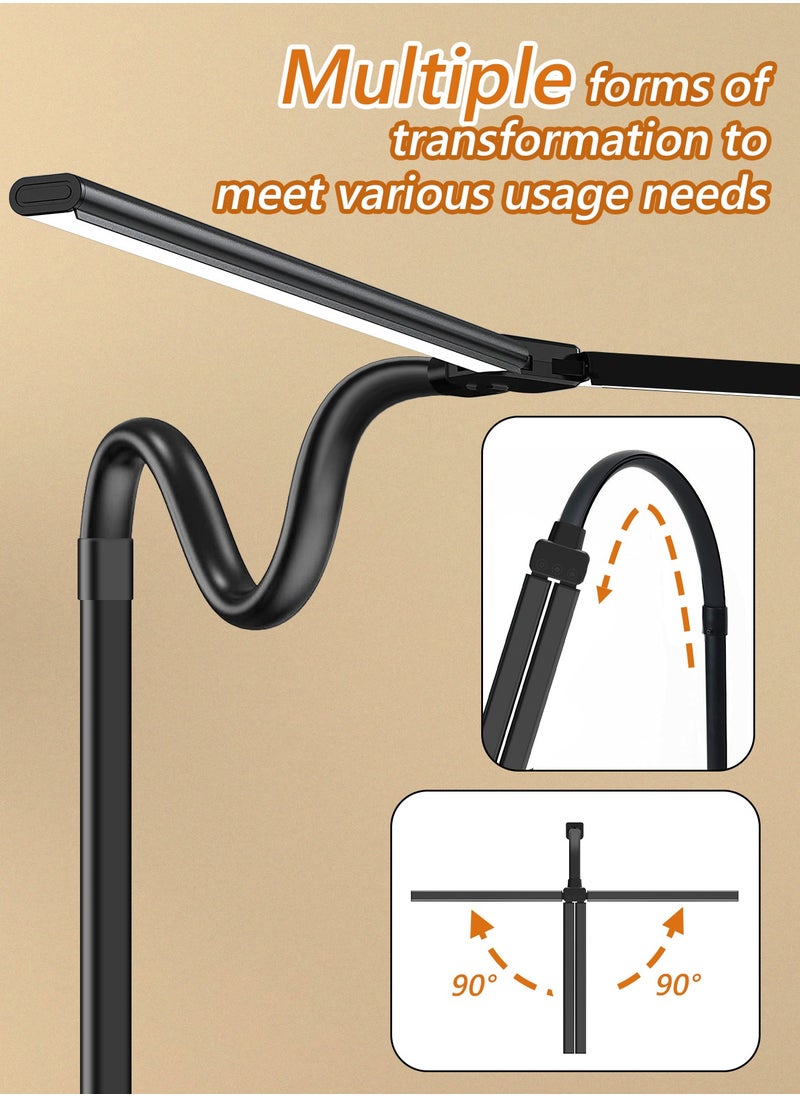 LOOPITYS - LED Desk Lamp for Home Office, Double Head LED Desk Lamp with Clamp, Eye Protection Architect Table Lamps, 18W 80CM Brightest 5 Color Modes and Dimmable Workbench Office Light for Reading - Image 1