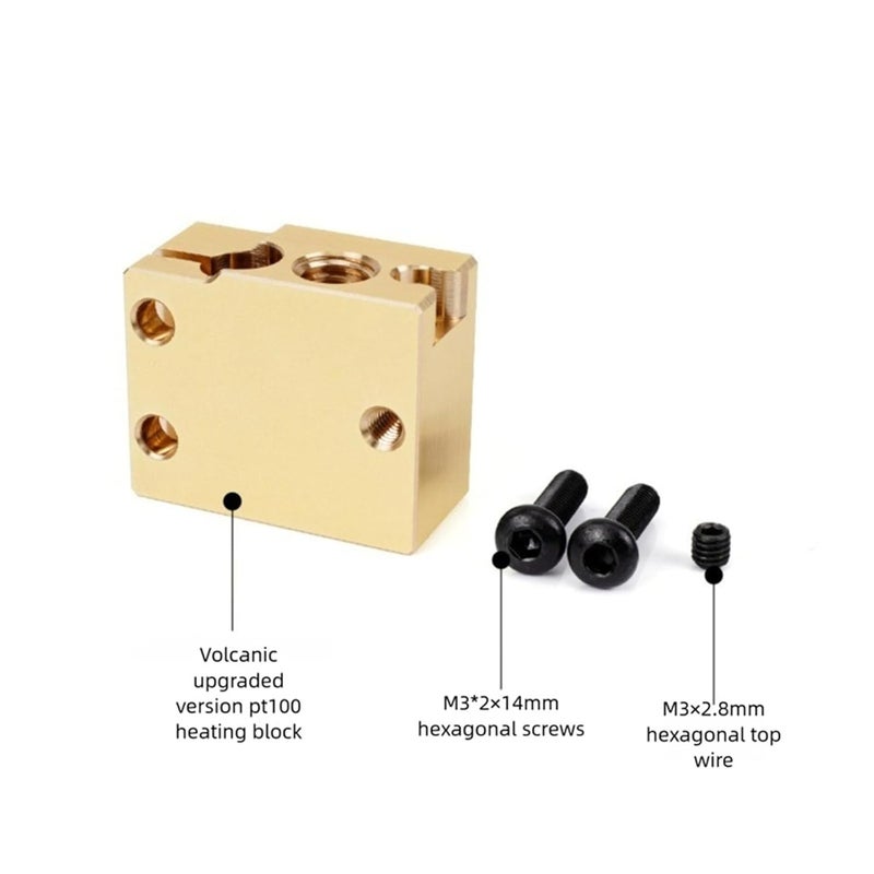 Copper Plated V6 Volcano Heat Block For PT100 HT 100K Hotend 3D Printer Extruder - Image 5
