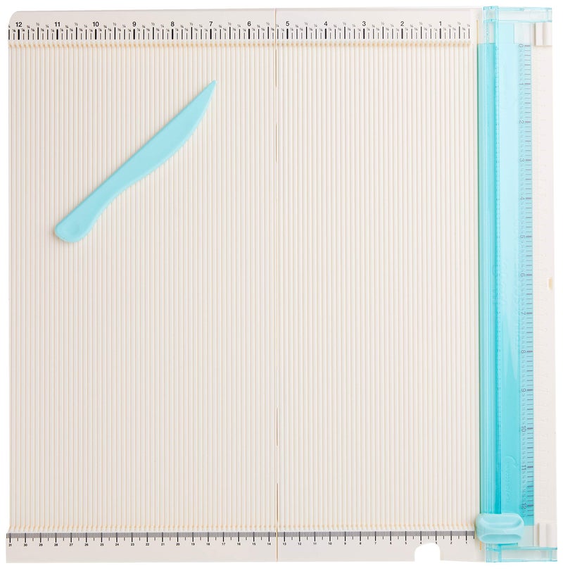 We R Memory Keepers Trim and Score Board, Includes 12x12 Inch Board and One Scoring Tool, Uses V3 Side Blade, Cuts Large Scrapbook Pages, Sturdy Locking, Precise Blades, With Storage Compartment - Image 2