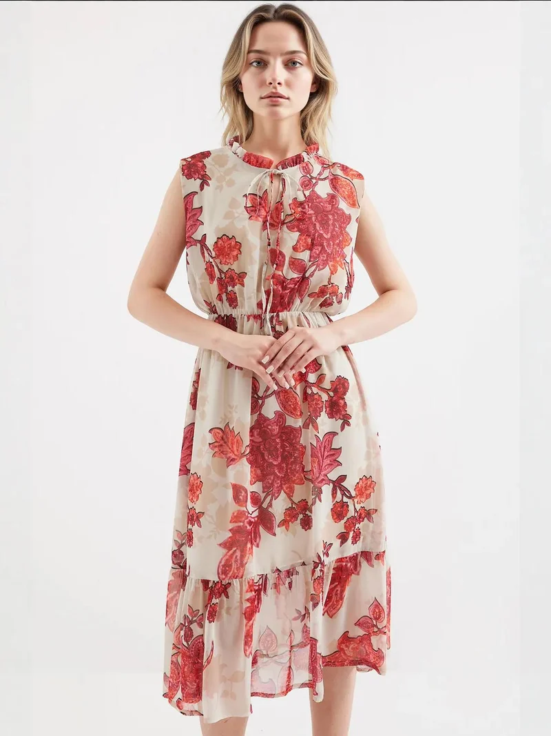 بيغ دارت فستان ميدي مزهر من  بفيونكة