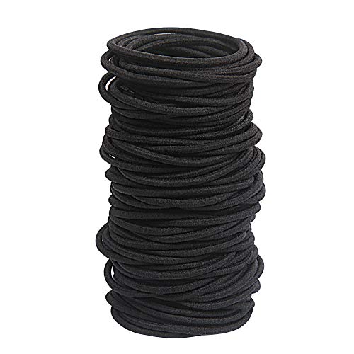 GOSICUKA 120 pcs Black Hair Elastic for Thick and Curly No Metal Hair Ties Value Pack 3mm