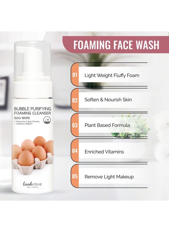 LOOKATME - Korean Face Wash For Sensitive Skin Water Based Bubble Skincare Cleanser K Beauty Natural Acne Foaming Cleaner Hydrating Skin Care Cleansing Foam With Low Ph Egg - Image 1