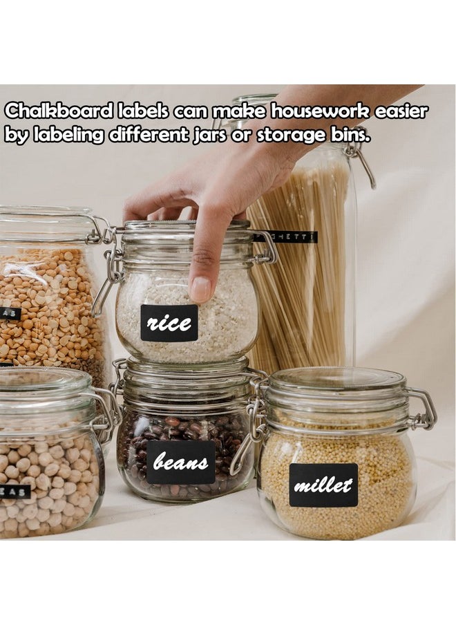 Chalkboard Labels Stickers 120Pcs Black Chalkboard Labels For Containers With White Chalk Marker Reusable And Waterproof Chalk Labels Blackboard Stickers For Storage Bins Container Glass Jars Cups