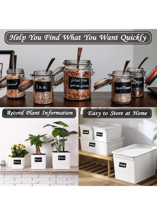 Chalkboard Labels Stickers 120Pcs Black Chalkboard Labels For Containers With White Chalk Marker Reusable And Waterproof Chalk Labels Blackboard Stickers For Storage Bins Container Glass Jars Cups