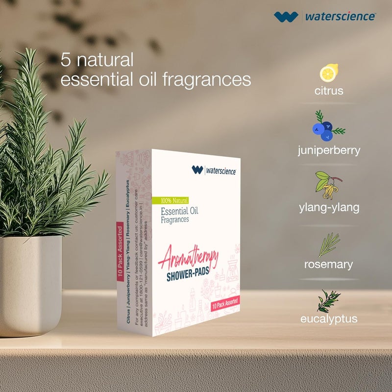 WaterScience CLEO Aromatherapy Shower Filter for Bathroom | Hard Water Softener for Bath | Aroma Pads with Natural Essential Oils (Pack of 10) | Shower Head for Borewell/Tanker Water | 5 Fragrances - Image 5