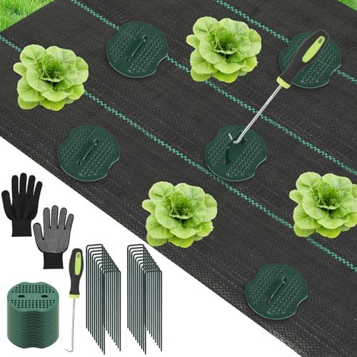 ECcandiedhaws 4ftx50ft Premium Weed Barrier Fabric, 3.2oz Heavy Duty Landscape Fabric with Hook Staples Gaskets Gloves, High Permeability Garden Cloth Mat Good for Landscaping Weed Blocker Fabric Garden Bed Cover - Image 1