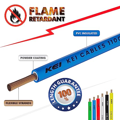 KEI WIRES & CABLES Homecab 0.75 sqmm 1 Core Copper Flame Retardant House Wire PVC Insulated Cable for Domestic & Industrial Electrical Wiring (Blue, 90 Meters) - Image 3