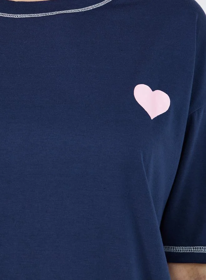 Styli Styli Pique Knit Oversized Back Graphic T-Shirt