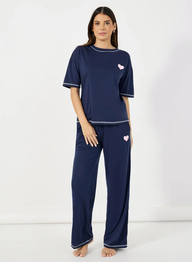 Styli Active Pique Knit Oversized Back Graphic T-Shirt