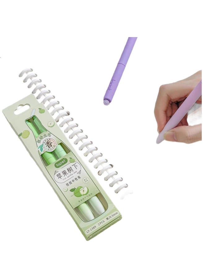 Lopet Fragrant Gel Pen, Quick-Drying, High Aesthetic Value, Exam Pen For Students, 0.5Mm Black Pen, Smooth Writing For Middle School Students, Black Ink Pen, Signature Pen, Ballpoint Pen, Apple Tree 2 Pcs Lt-1389 - Image 2