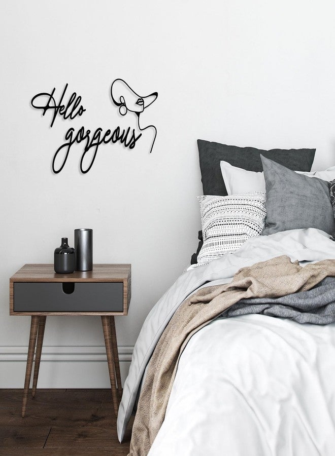 Pigort Metal Hello Gorgeous Wall Art Decor Minimalist Decoration Metal Hello Gorgeous Decorative Sign for Living Room Office Bedroom Hotel Home Wall Decoration (Women) - Image 5