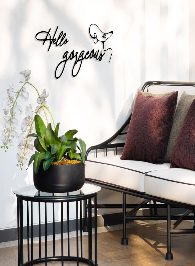 Pigort Metal Hello Gorgeous Wall Art Decor Minimalist Decoration Metal Hello Gorgeous Decorative Sign for Living Room Office Bedroom Hotel Home Wall Decoration (Women) - Image 4
