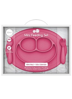 ezpz Mini Baby Feeding Set - Baby Led Weaning - 100% Silicone Silicone Baby Feeding Set, Plate, Fork & Spoon For Infants + Toddlers - Pink  - Image 5