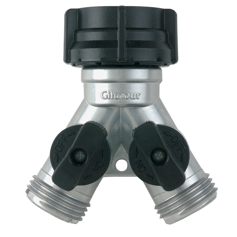 Gilmour Heavy Duty 2 Way Garden Hose Splitter, Dual Water Hose Splitter with Shut Off Valve, Metal Water Manifold - Image 5