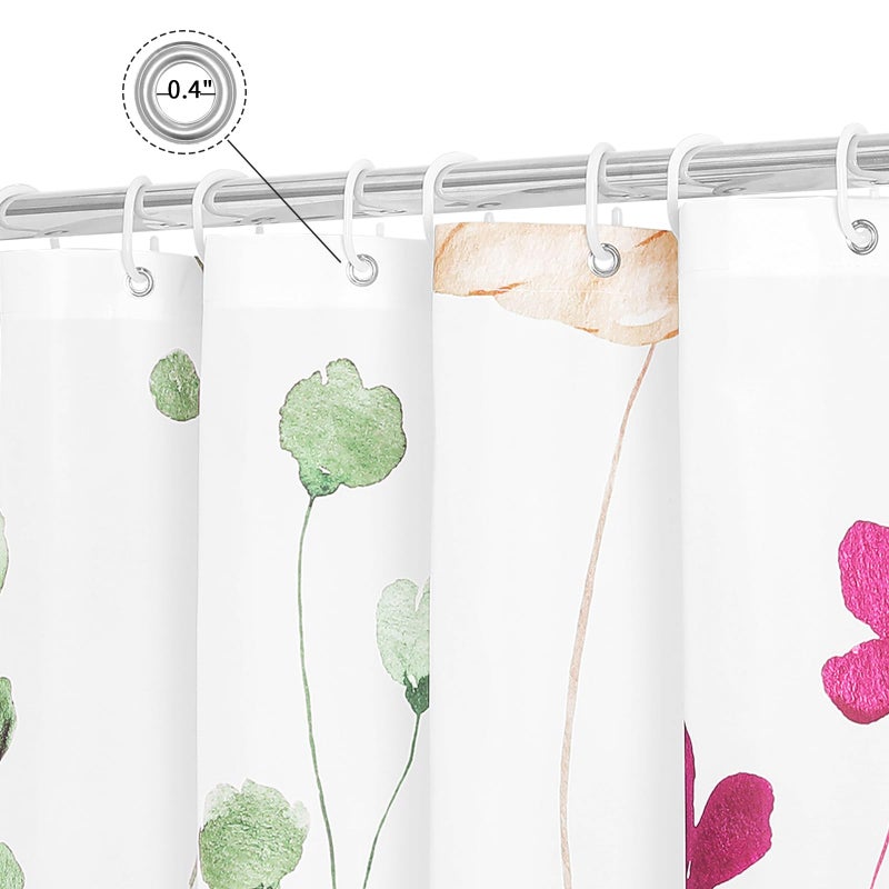 Gibelle Watercolor Floral Shower Curtain, Pink Beige Flower Shower Curtain for Bathroom, Modern Minimalist Waterproof Fabric Shower Curtain Set 72x72 Inch - Image 5
