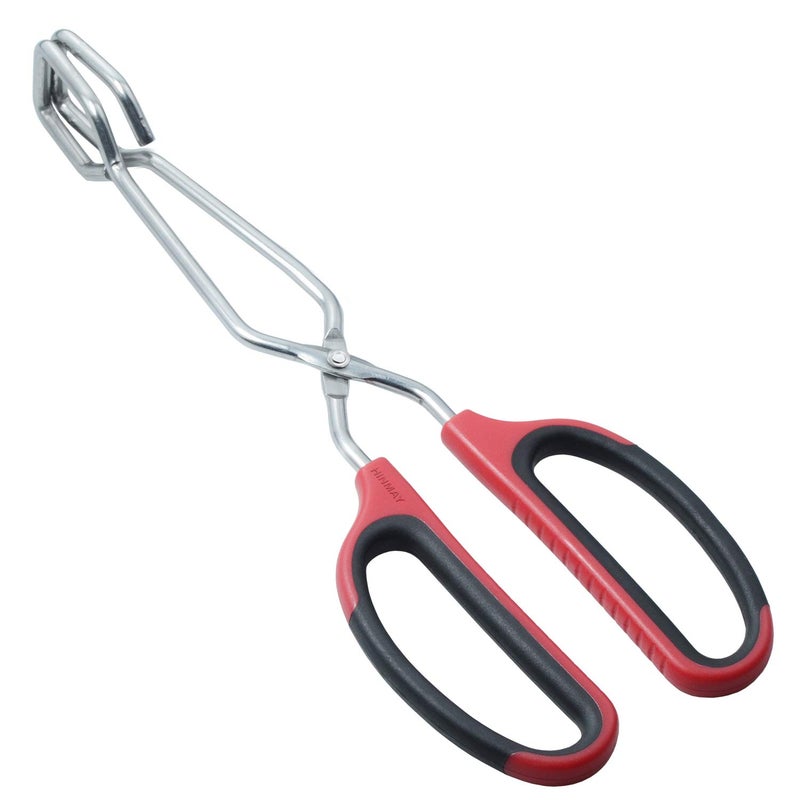 HINMAY Stainless Steel Scissor Tongs with ComfortGrip Handle 10Inch