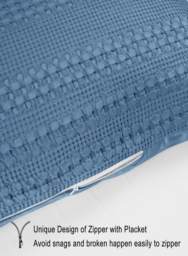 PHF 100% Cotton Waffle Body Pillowcase with Zipper, 1 Pack 20" x 54" Soft Skin-Friendly Pillow Sham, No Filling, Aesthetic Woven and Breathable Waffle Weave Body Pillow Cover for Bed, Denim Blue - Image 3