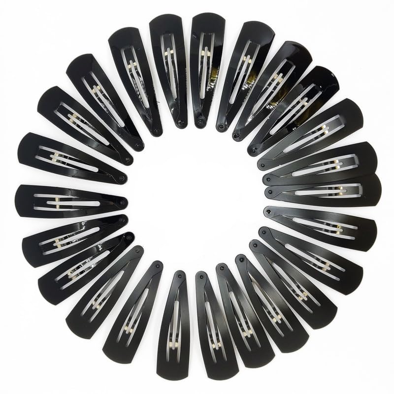 HP HIGH PROFILE Black Tic Tac Hair Clips Korean Hair Accessories Tick Tack Pins for Women and Girls (Pack of 24) Matte Black Colour- Size 5 cm - Image 1
