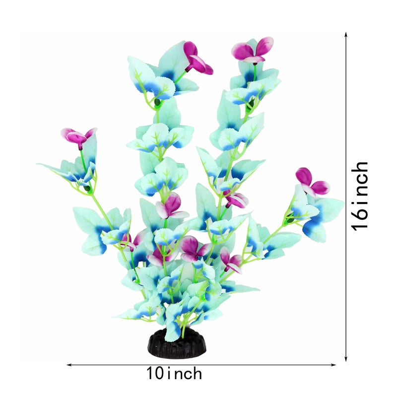 DVHEY 16 Inch Aquarium Fish Tank Plant Betta Fish Tank Decor,2 Pack Silk Aquarium Plants for Aquarium Decoration (White-Blue) - Image 2