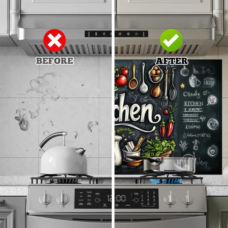 AOHMPT Kitchen Wallpaper and Stove Backsplash Stickers - Waterproof PVC Vinyl Peel & Stick Decals, Reusable Glossy Wall Art for Modern Homes by EasyInstall Decor 30" x 16" - Image 5