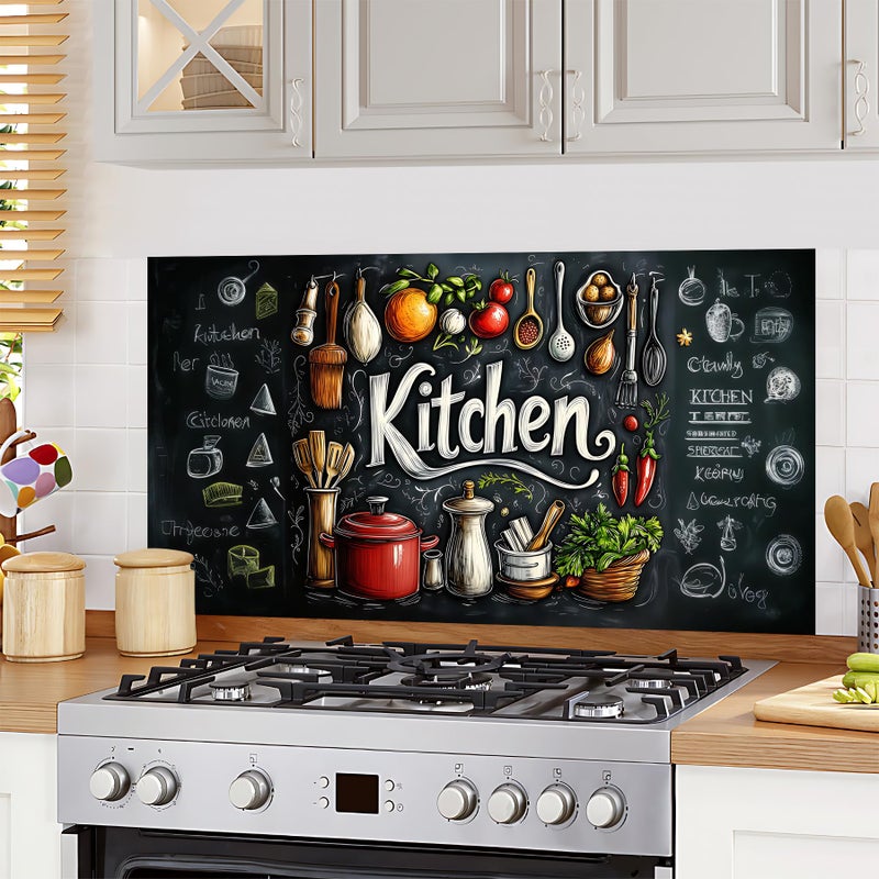 AOHMPT Kitchen Wallpaper and Stove Backsplash Stickers - Waterproof PVC Vinyl Peel & Stick Decals, Reusable Glossy Wall Art for Modern Homes by EasyInstall Decor 30" x 16" - Image 1