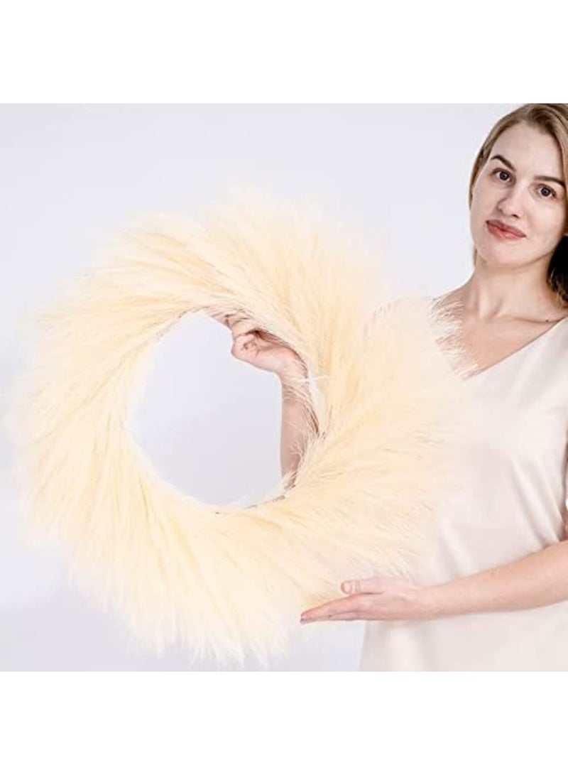 Luckam Pampas Grass Wreath, 24" Faux Handwork Pampas Grass Decor, Artificial Pampas Grass Wreath for All Seasons, Boho Wall Decor for Front Door Window Home Decoration - Image 5