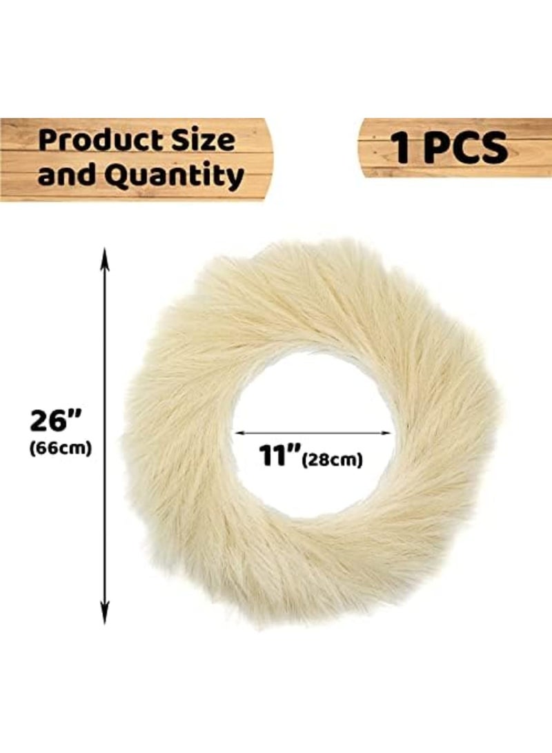 Luckam Pampas Grass Wreath, 24" Faux Handwork Pampas Grass Decor, Artificial Pampas Grass Wreath for All Seasons, Boho Wall Decor for Front Door Window Home Decoration - Image 2