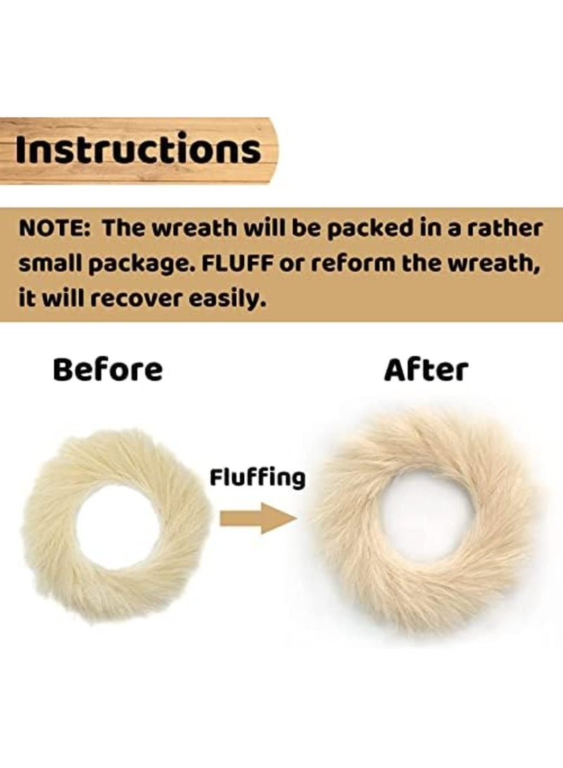 Luckam Pampas Grass Wreath, 24" Faux Handwork Pampas Grass Decor, Artificial Pampas Grass Wreath for All Seasons, Boho Wall Decor for Front Door Window Home Decoration - Image 4