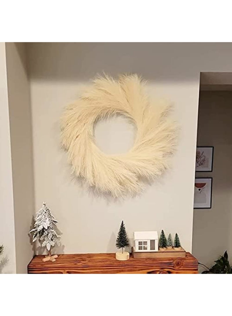 Luckam Pampas Grass Wreath, 24" Faux Handwork Pampas Grass Decor, Artificial Pampas Grass Wreath for All Seasons, Boho Wall Decor for Front Door Window Home Decoration - Image 3