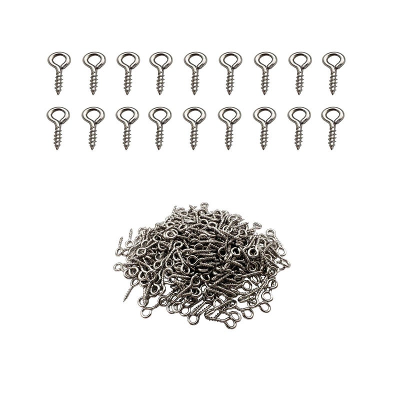 IDEALSV 304 Stainless Steel Small Mini Screw Eyes Pin Hook for Jewelry Cork BottlesResin Bead300 Pack 039x016inch Tiny Hook Screws Ring