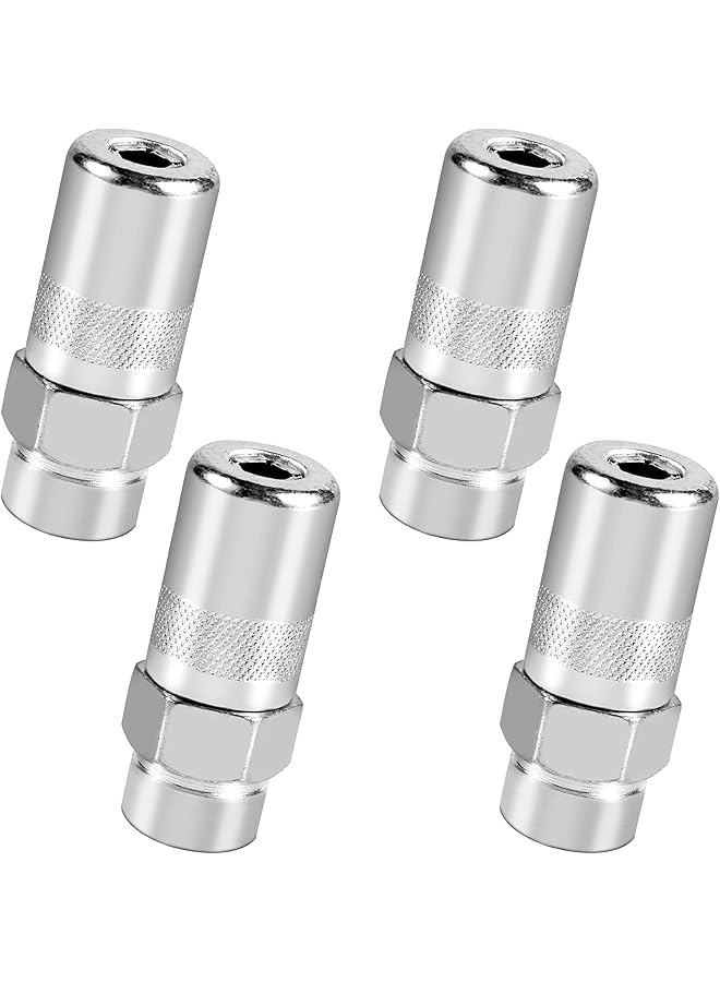 4Pcs Grease Gun Couplers,Steel High Pressure Grease Gun Nozzle Tip Replacement 1/8" Npt Threaded Grease Gun Fittings Fit For Standard 1/8" Npt Grease Hoses,Grease Gun Ends Connectors - Image 1