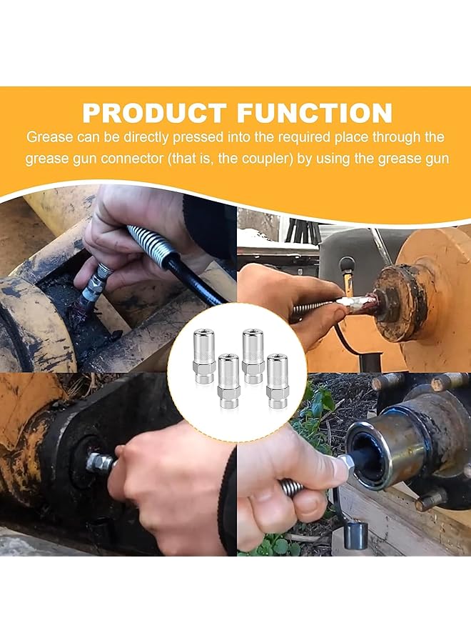 4Pcs Grease Gun Couplers,Steel High Pressure Grease Gun Nozzle Tip Replacement 1/8" Npt Threaded Grease Gun Fittings Fit For Standard 1/8" Npt Grease Hoses,Grease Gun Ends Connectors - Image 4