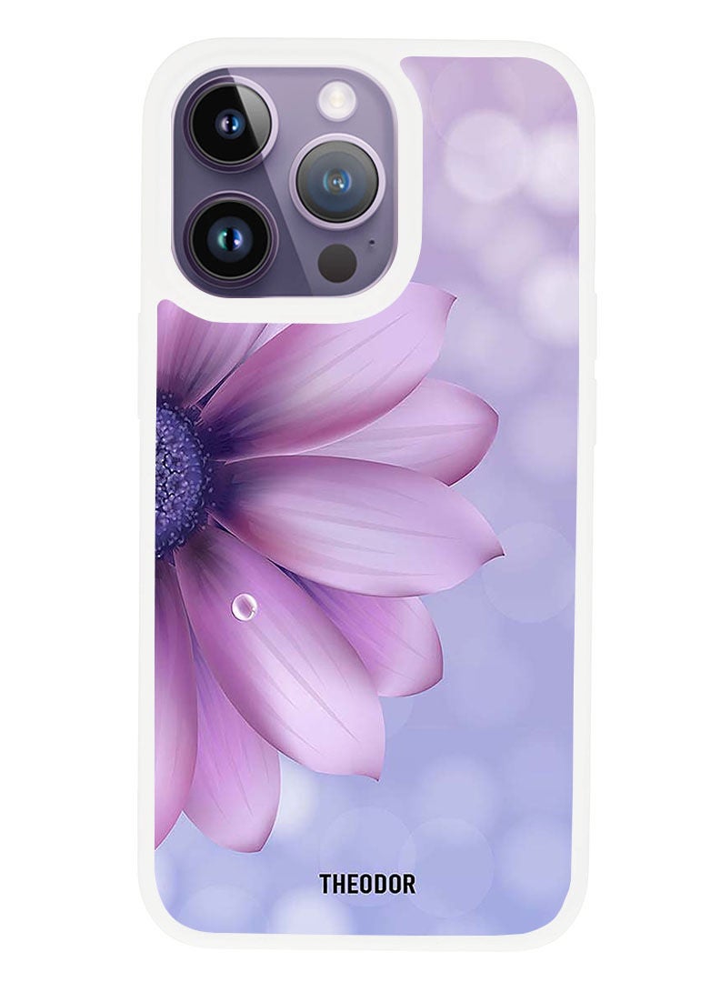 Theodor Protective Case Anti Scratch Shock Proof Cover For APPLE IPHONE 14 PRO MAX Purple Flower (White Bumper) - Image 1